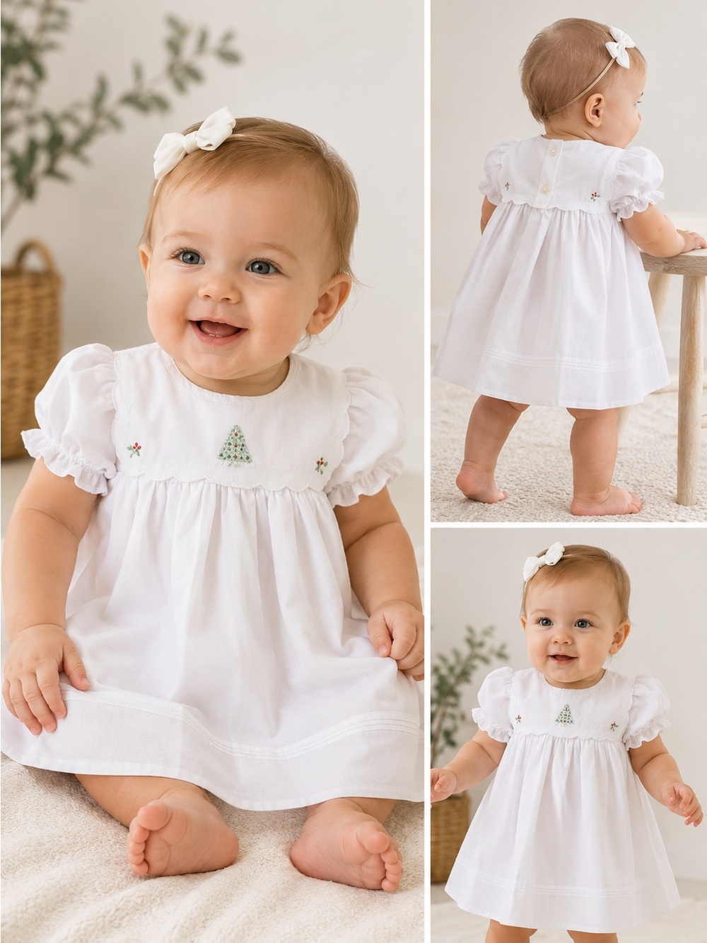 Petit Ami White Embroidered Dress